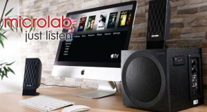 Zvučnici aktivni drveni 2.1 Microlab M-300BT, 38W RMS(14W,2x12W) SD, USB, FM, BLUETOOTH, black, 3.5mm