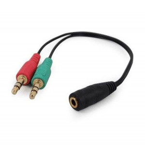 Audio Y Splitter Headphone Mic Cable Female to 2x3.5mm Male adapter Gembird CCA-418 3.5mm