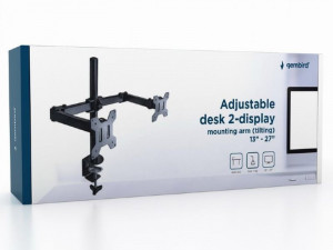 Podesivi dupli stoni držač za monitor, Gembird MA-DF2-01 , tilt, 13-27", max.7kg,