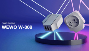 Putni punjač sa 3 x USB izlaza, 3.4A, adapteri za EU, UK, USA strujne utičnice, WEWO W-008