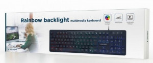 Žična USB tastatura Gembird KB-UML-02, pozadinsko RGB osvetlenje, US raspored, crna