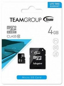 TeamGroup micro SDHC + SD adapter, CLASS 10 4Gb