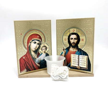 Candela  cu Icoane set Maica Domnului ci Iisus 