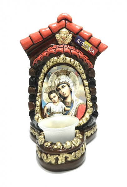 Candela ceramica mare  cu icoana Maicii Domnului