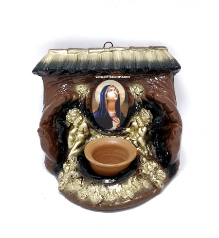 Candela troita ceramica cu ingeri si icoana