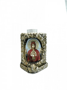 Candela ceramica cu icoana Maica Domnului