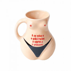 Halba ceramica cu forma de corp femeie