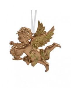 Ornament Brad de Craciun Ingeras cu Harpa