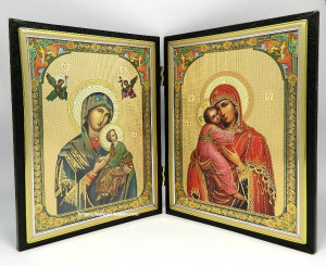 Icoane diptic pe lemn Maica Domnului