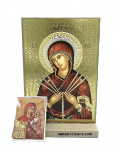 Icoana pe suport din lemn cu un cadou religios