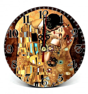 Ceas din lemn Sarutul de Gustav Klimt