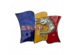 Magnet metalic drapel cu lupul dacic