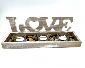 Suport lemn cu mesaj secret I LOVE YOU