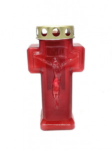 Candela rosie cu LED in forma de cruce