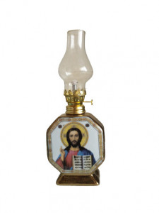 Candela ceramica aurie tip lampa cu icoane