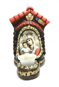 Candela ceramica mare cu icoana Maicii Domnului