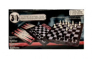 Joc 3 in 1 de sah, table si dame magnetic