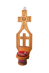 Candela cruce sculptata cu pahar