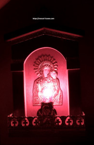 Candela electrica din lemn  icoana Maicii Domnului