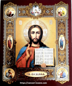 Icoana medalion Iisus Hristos binecuvantand