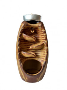 Candela ceramica maronie in forma de vaza