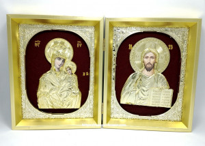 Icoana Diptic aurie Maica si Mantuitorul