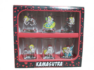 Set 6 pahare tip shot-uri din sticla Design Kamasutra