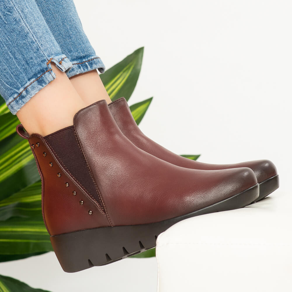 Botine imblanite Lofy bordo