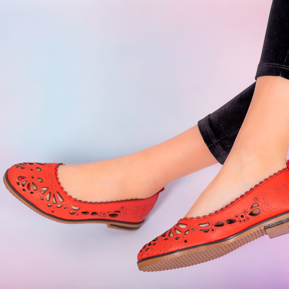 Pantofi piele naturala Betim rosii