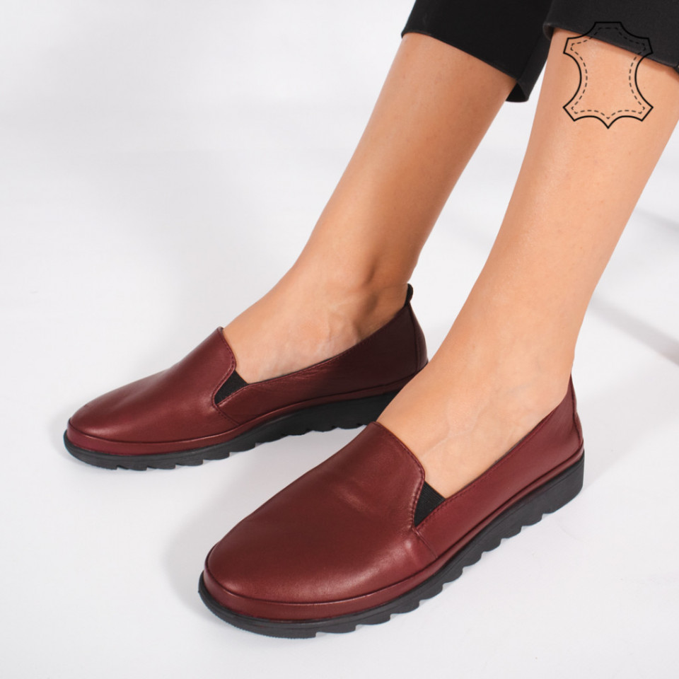 Pantofi Piele Naturala MUDE Bordo