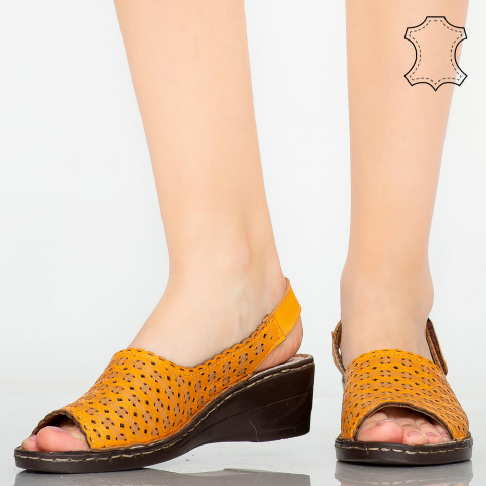Platforme piele naturala Ben galbene