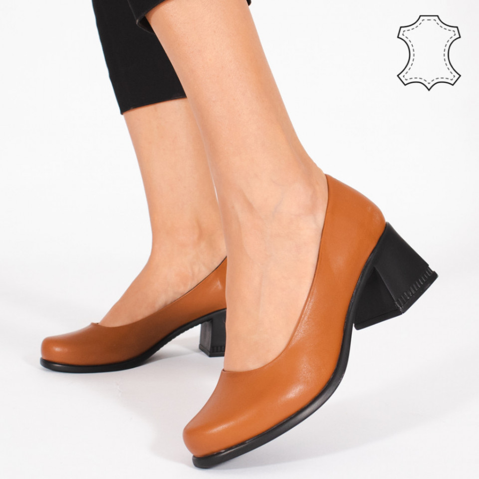 Pantofi Piele Naturala FELY Camel