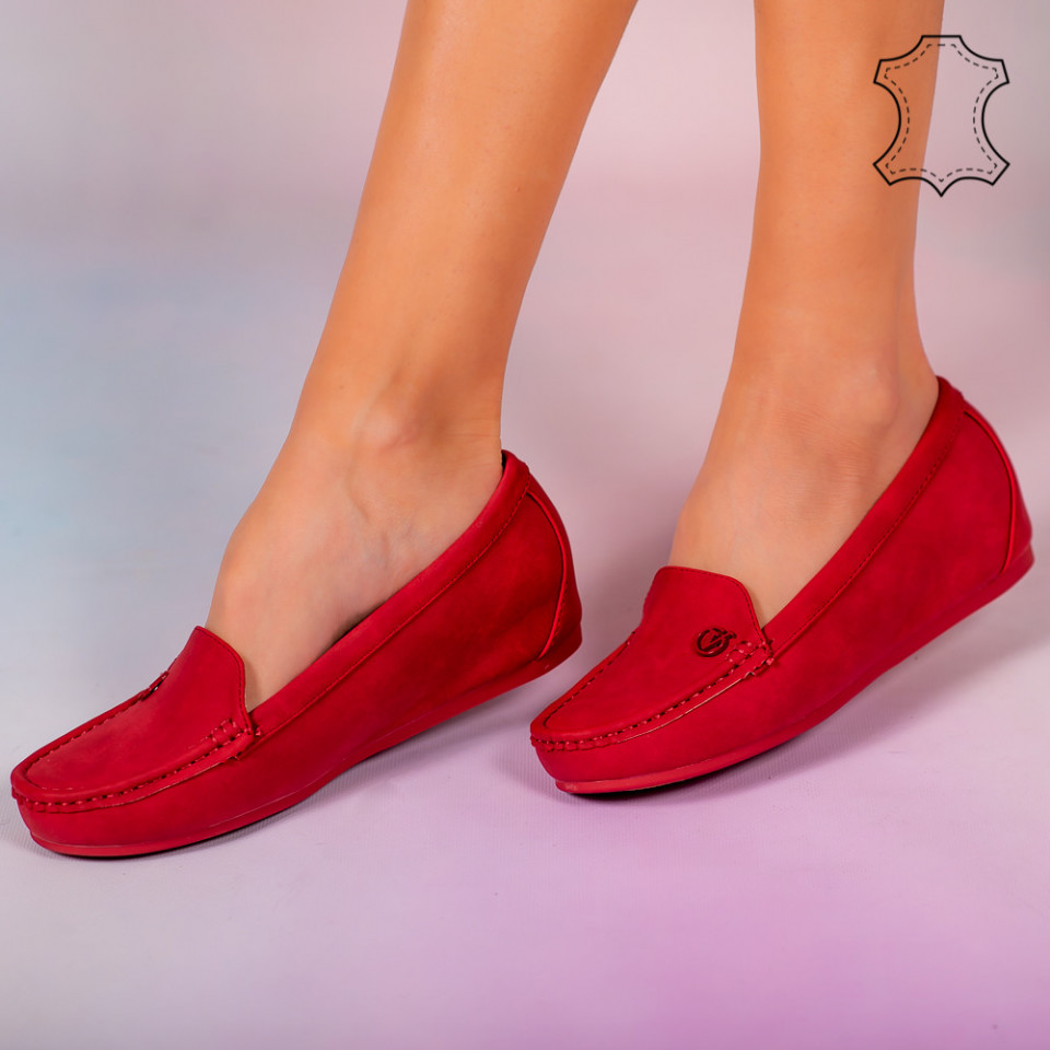 Pantofi piele naturala Mariu rosii