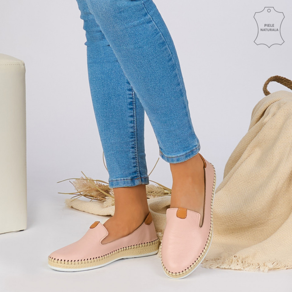 Pantofi Piele Naturala ZEX Roz