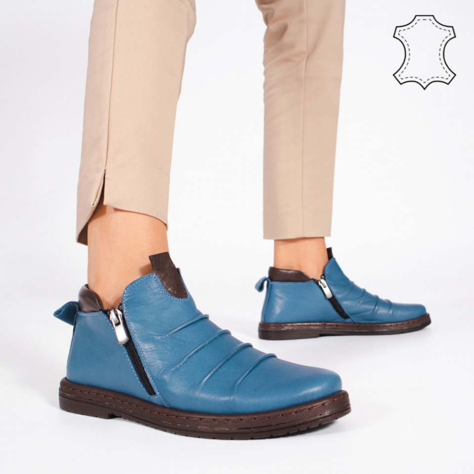 Ghete Piele Naturala ROVA Bleu