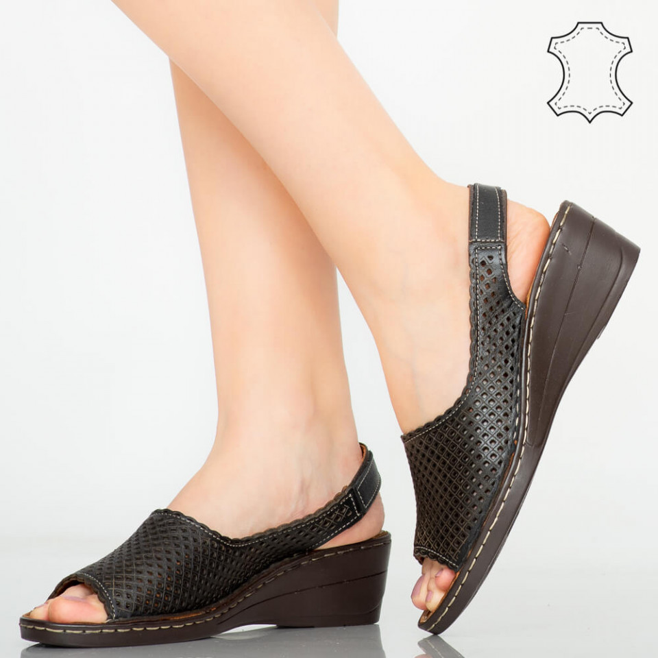 Platforme piele naturala Ron negre