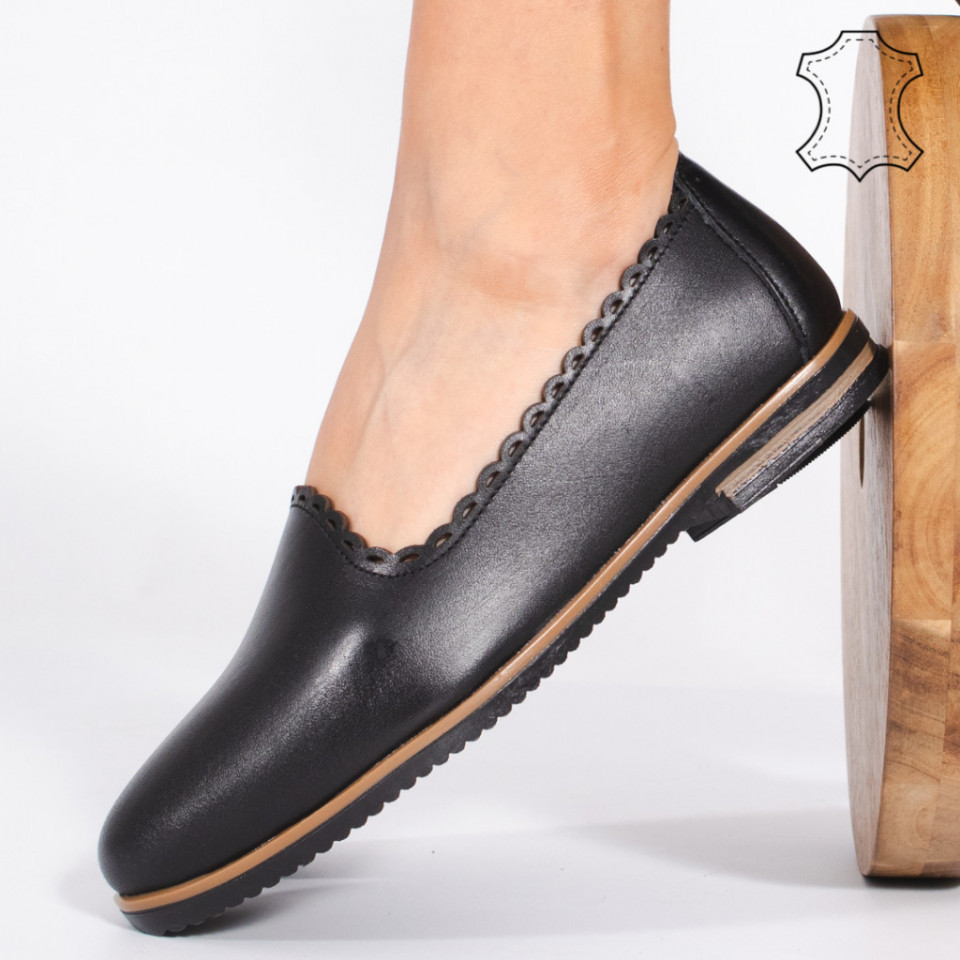 Pantofi Piele Naturala BUR Negri