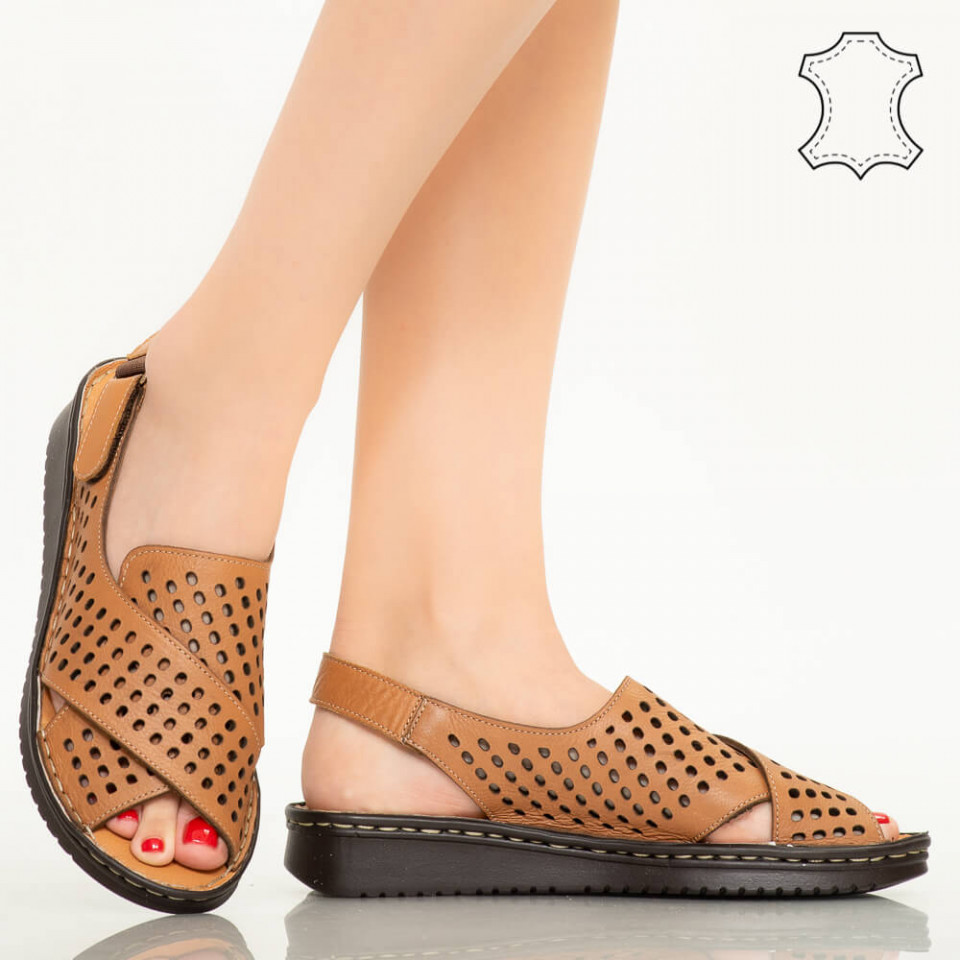 Sandale piele naturala Cox maro