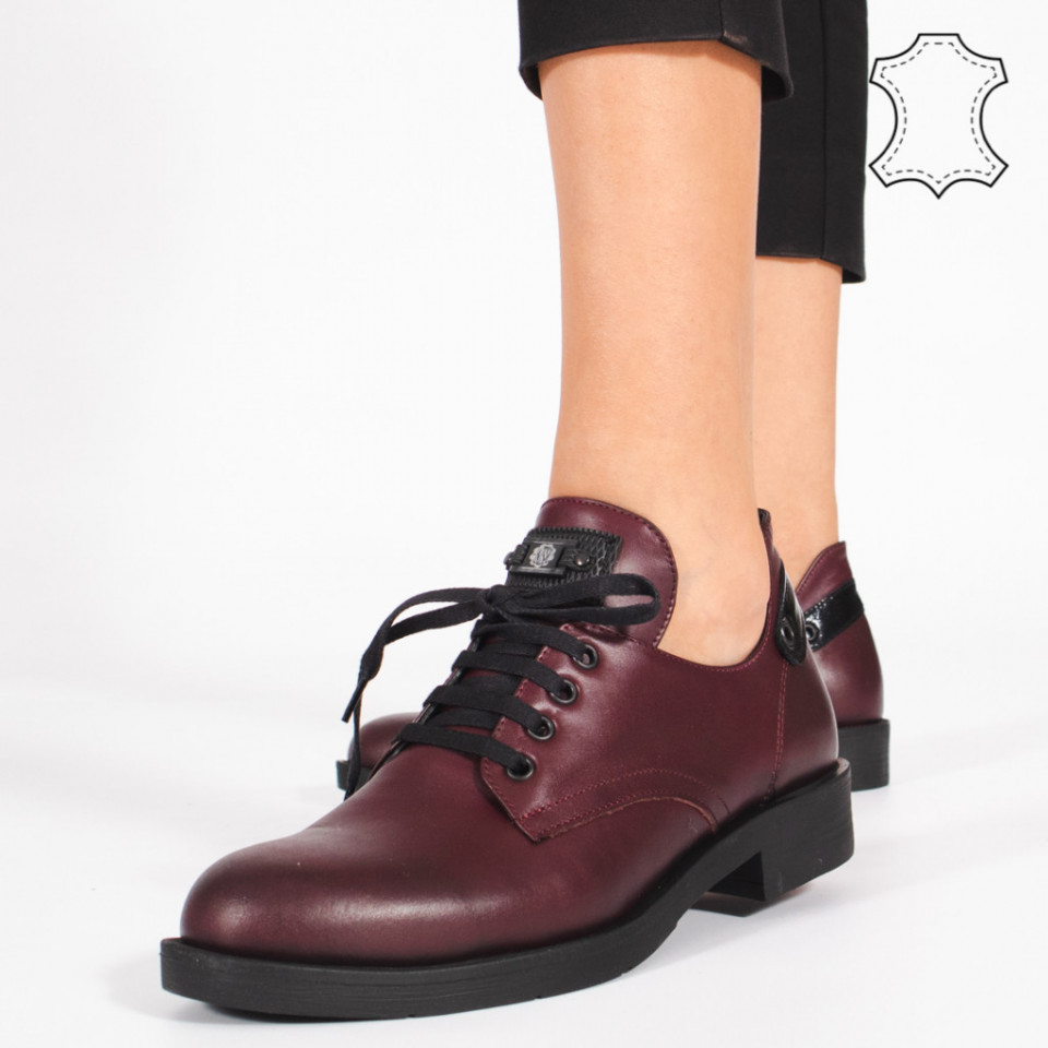 Pantofi Piele Naturala BRAN Bordo
