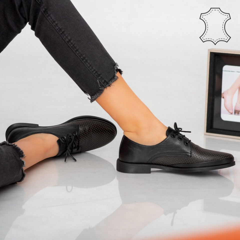 Pantofi piele naturala Pec negri