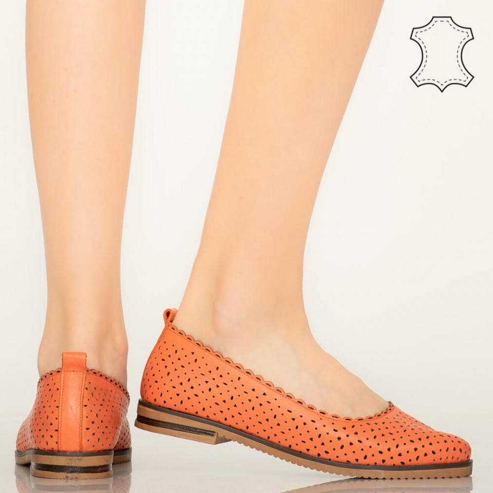 Marquee Because Gasping Pantofi piele naturala Bauru portocalii