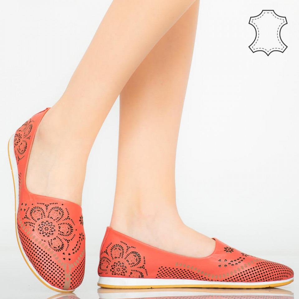 Pantofi piele naturala Cess rosii