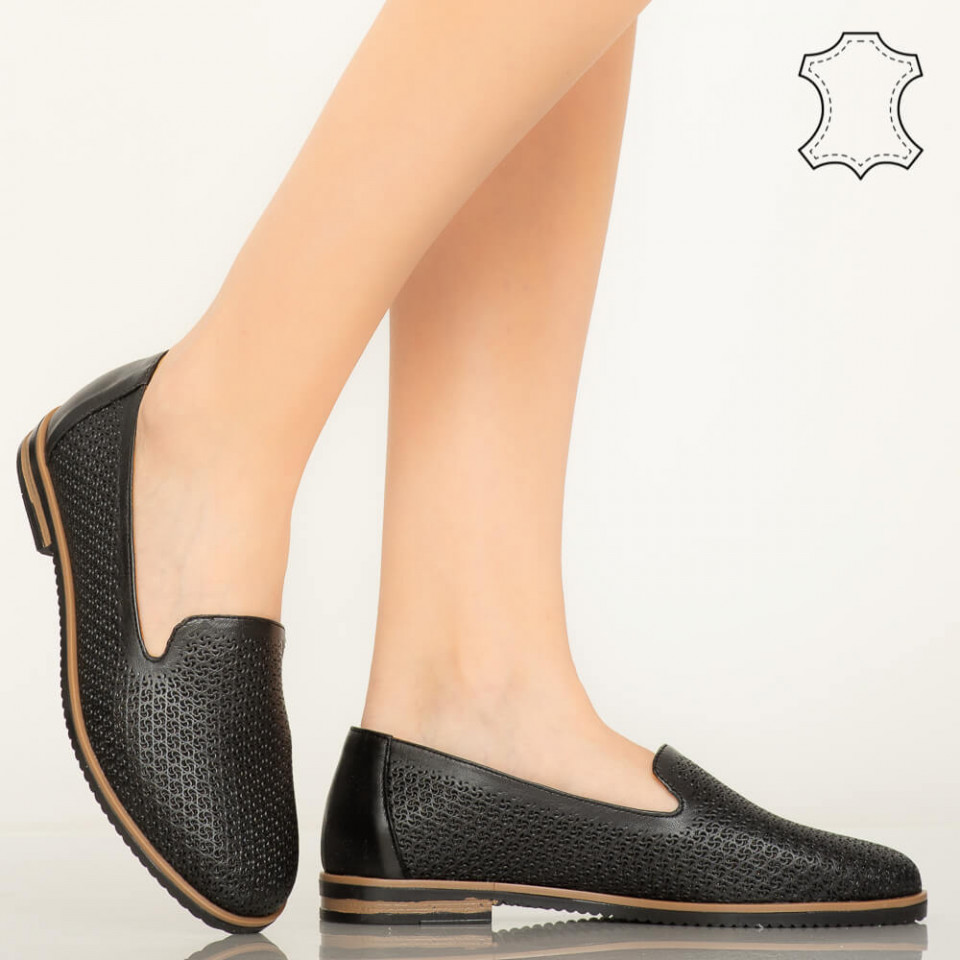Pantofi piele naturala Velha negri