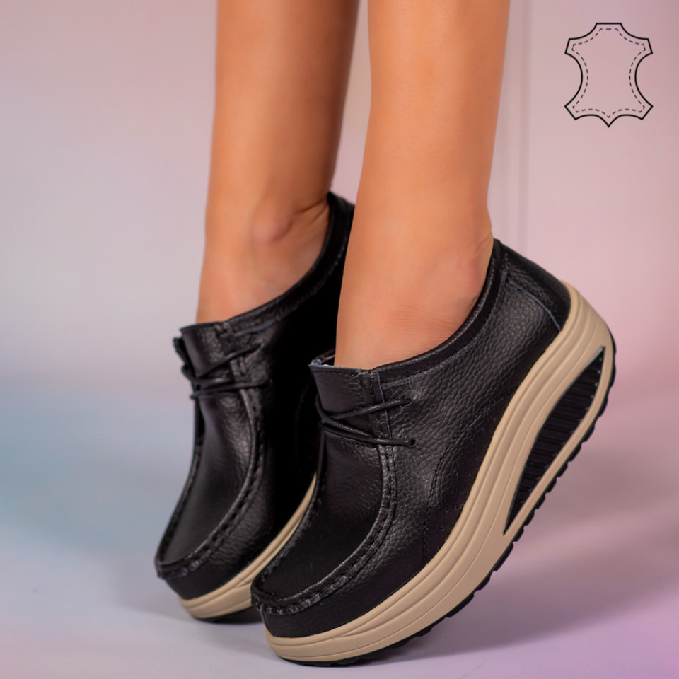 Pantofi piele naturala Maxo negri