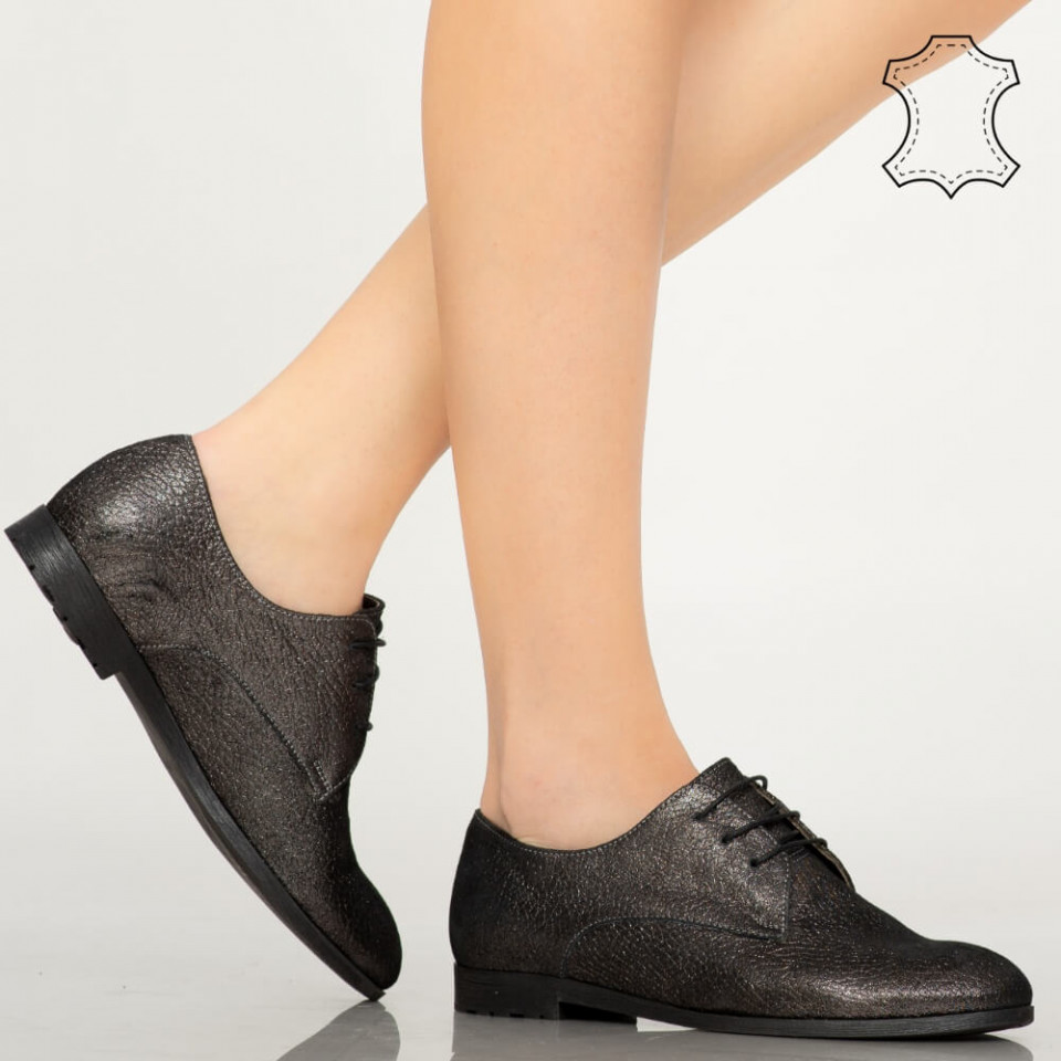 Pantofi piele naturala Pire negri