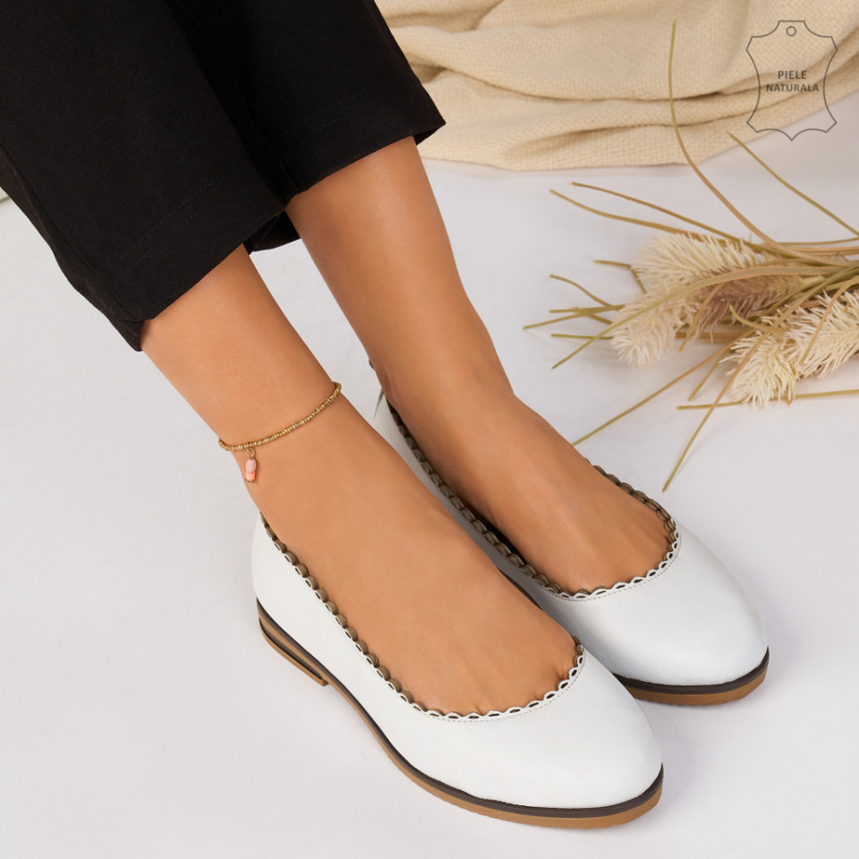Pantofi Piele Naturala APS Albi
