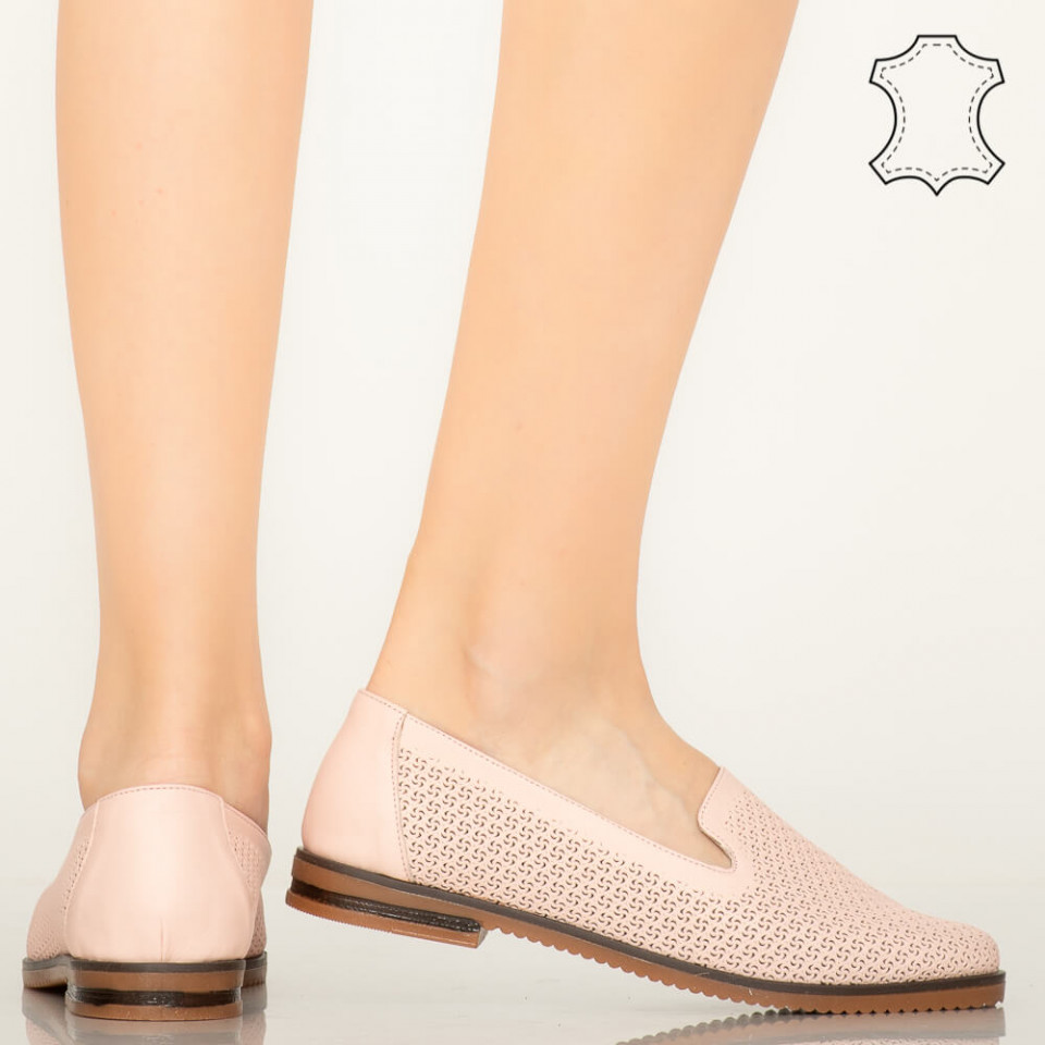 Pantofi piele naturala Velha roz