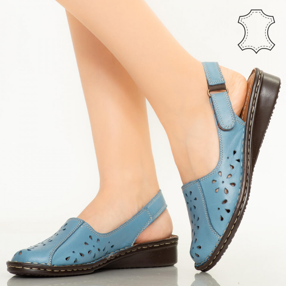 Sandale piele naturala Cest bleu