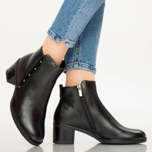 Botine imblanite Croc negre