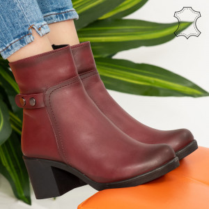 Botine piele naturala Act bordo